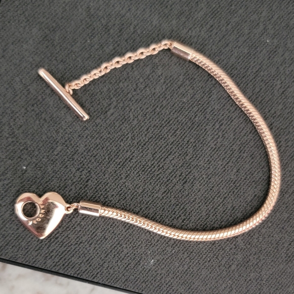Pandora Moments Heart T-Bar Snake Chain Bracelet - Picture 6 of 6